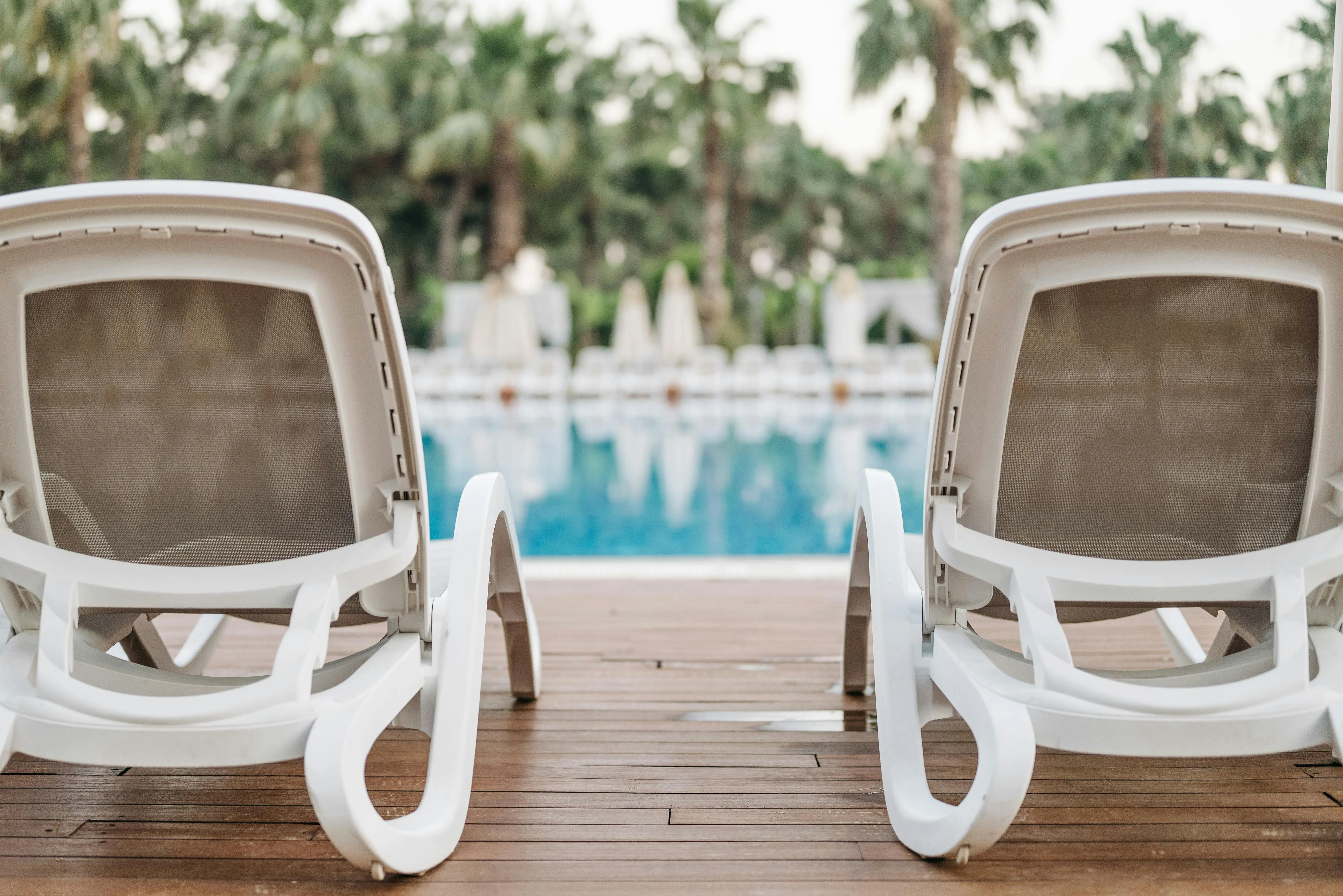 Poolside sunbeds